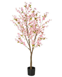 Wyld And Coco Zenflora 180Cm Artificial Potted Plant With Pink Blossoms And Green Leaves - thumbnail 1