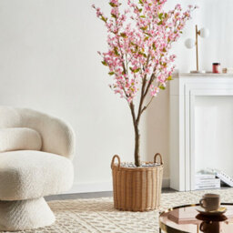 Wyld And Coco Zenflora 180Cm Artificial Potted Plant With Pink Blossoms And Green Leaves - thumbnail 2