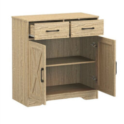 2 Doors 2 Drawers / Natural Storage Console Cabinet With Wooden Top Farmhouse Sideboard - thumbnail 3