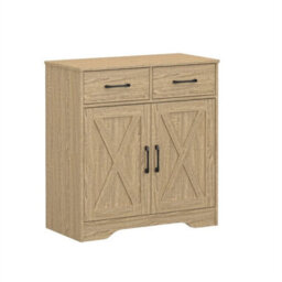 2 Doors 2 Drawers / Natural Storage Console Cabinet With Wooden Top Farmhouse Sideboard - thumbnail 1