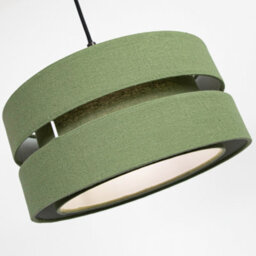 Happy Homewares Contemporary Olive Green Linen Fabric Triple Tier Ceiling Pendant Light Shade - thumbnail 5