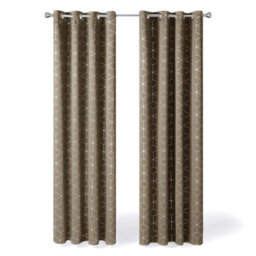 Deconovo Eyelet Curtains, Blackout Curtains, Noise Reduction Curtains, Foil Printed Diamond, W46 X L72 Inch, Taupe, Two Panels - thumbnail 1
