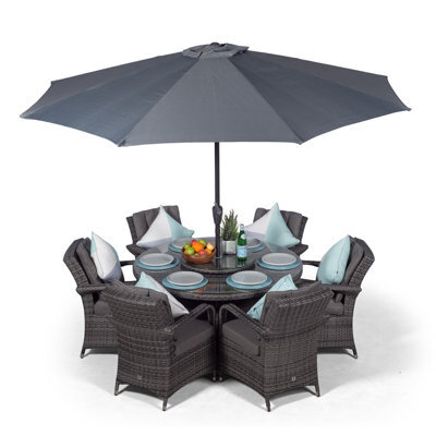 That's Furniture Arizona Round 6 Seater Rattan Patio Dining Set - Grey - image 1