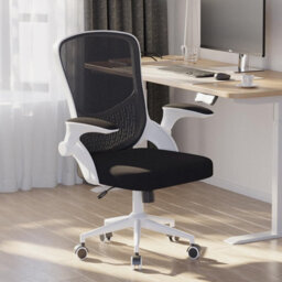 Onemill Mid-Back Ergonomic Office Chair With Flip-Up Armrests, Lumbar Support And Adjustable Height For Home Office-White - thumbnail 2