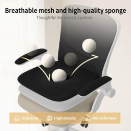Onemill Mid-Back Ergonomic Office Chair With Flip-Up Armrests, Lumbar Support And Adjustable Height For Home Office-White - thumbnail 7
