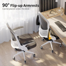 Onemill Mid-Back Ergonomic Office Chair With Flip-Up Armrests, Lumbar Support And Adjustable Height For Home Office-White - thumbnail 6
