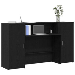 Berkfield Reception Desk Black Oak 180X50X103.5 Cm Engineered Wood - thumbnail 1