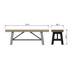 Fwstyle Solid Pine 1.32M Modern Dining Bench - thumbnail 4
