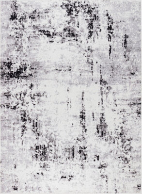 Livabliss Pisa-Abstract Black Grey Off-White Modern Marble Living Dining Bedroom Rug 150 X 213 Cm Easy Care, Non Shedding - image 1