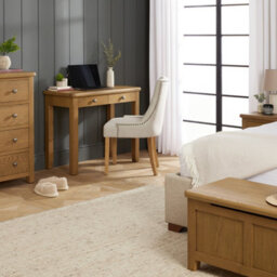 The Furniture Market Cotswold Rustic Smoked Oak Dressing Table, Solid Oak Frame, 2 Drawers, Versatile Desk For Bedroom Or Office - thumbnail 5