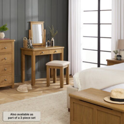 The Furniture Market Cotswold Rustic Smoked Oak Dressing Table, Solid Oak Frame, 2 Drawers, Versatile Desk For Bedroom Or Office - thumbnail 6
