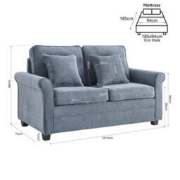 Bravich Ramy Sofa Bed Corduroy 2 Seater Fold Out Mattress - Blue - thumbnail 5