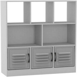 Urbn-Living Urbnliving Asymmetrical 8 Cube White Bookcase Freestanding Storage Unit With 3 Metal Doors - Grey