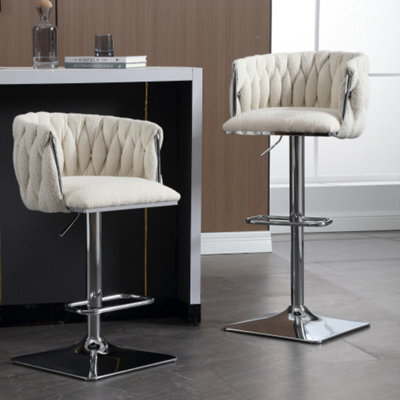 Coolmore Bar Stools Set Of 2, Upholstered Bar Stools For Counter, Kitchen Island, Pub, Farmhouses, Ivory Boucle - image 1