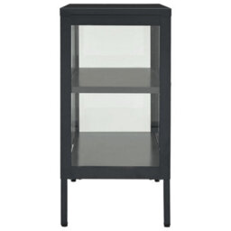 Berkfield Sideboard Anthracite 70X35X70 Cm Steel And Glass - thumbnail 4