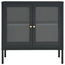 Berkfield Sideboard Anthracite 70X35X70 Cm Steel And Glass - thumbnail 3