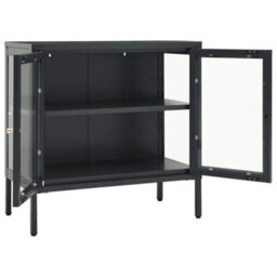 Berkfield Sideboard Anthracite 70X35X70 Cm Steel And Glass - thumbnail 6