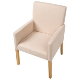 Beliani Beige Upholstered Dining Chair With Arms And Wooden Legs - W60 X D62 X H88Cm - thumbnail 5