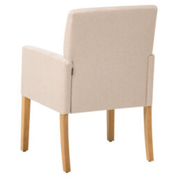 Beliani Beige Upholstered Dining Chair With Arms And Wooden Legs - W60 X D62 X H88Cm - thumbnail 4