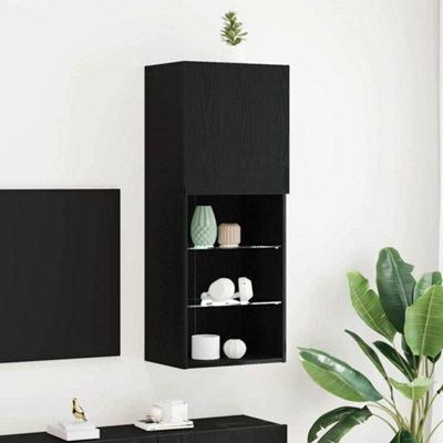 Berkfield Tv Cabinet With Led Lights Black Oak 40,5X30X102 Cm - image 1