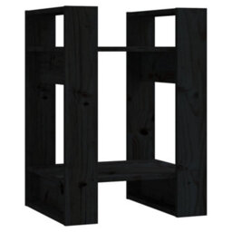 Berkfield Book Cabinet/room Divider Black 41X35X57 Cm Solid Wood Pine - thumbnail 2