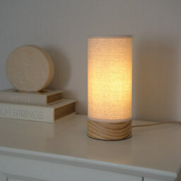 Valuelights Elsa Natural Bamboo Fabric Wooden Table Lamp With Led Bulb