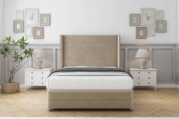 "Sloomy Sterling Almond Coniston Divan Bed 2 Drawers Foot-End - 54"" Wingback Headboard & 12"" Footboard 4'6 Double" - thumbnail 2