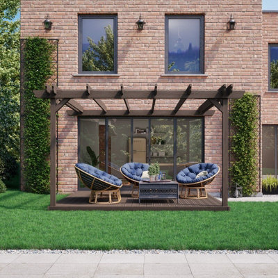 Rutland County Garden Furniture Wall Mounted Double Garden Pergola And Decking Kit - Wood - L480 X W480 Cm - Rustic Brown - image 1