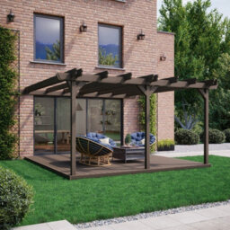Rutland County Garden Furniture Wall Mounted Double Garden Pergola And Decking Kit - Wood - L480 X W480 Cm - Rustic Brown - thumbnail 3