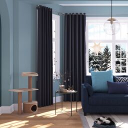 GoodHome Glend Navy Plain Woven Blackout & Thermal Eyelet Curtain (W)117Cm (L)137Cm, Pair - thumbnail 2