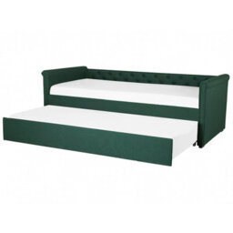 Beliani Trundle Bed Fabric Libourne 90 X 200 Cm (Eu Single) Dark Green - thumbnail 1