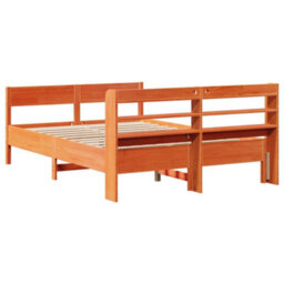 Berkfield Bed Frame Without Mattress Wax Brown 135X190 Cm Double Solid Wood Pine - thumbnail 6