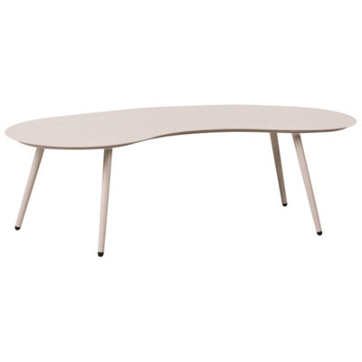 Beliani Garden Coffee Table Parori 65 Cm 130 Cm Metal Beige - image 1