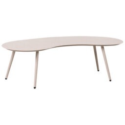 Beliani Garden Coffee Table Parori 65 Cm 130 Cm Metal Beige