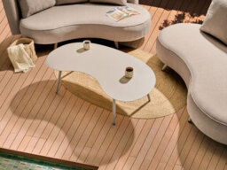 Beliani Garden Coffee Table Parori 65 Cm 130 Cm Metal Beige - thumbnail 2