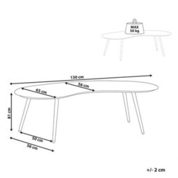 Beliani Garden Coffee Table Parori 65 Cm 130 Cm Metal Beige - thumbnail 3