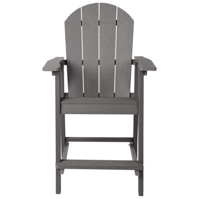 Wyld And Coco Veranda Garden Bar Chair Dark Grey Faux-Wood Weatherproof Outdoor Seating, W58 X D71 X H124Cm - image 1