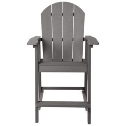 Wyld And Coco Veranda Garden Bar Chair Dark Grey Faux-Wood Weatherproof Outdoor Seating, W58 X D71 X H124Cm - thumbnail 1