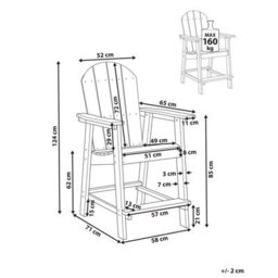 Wyld And Coco Veranda Garden Bar Chair Dark Grey Faux-Wood Weatherproof Outdoor Seating, W58 X D71 X H124Cm - thumbnail 4