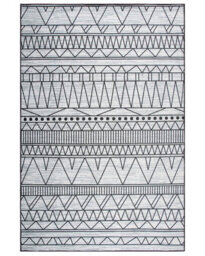Beliani Black Grey Geometric Polyester Rug 140 X 200 Cm Low Pile Anti-Slip - thumbnail 1