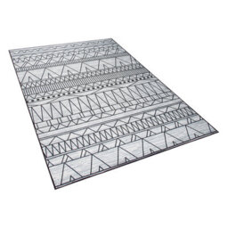Beliani Black Grey Geometric Polyester Rug 140 X 200 Cm Low Pile Anti-Slip - thumbnail 3