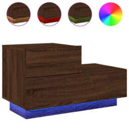 Berkfield Bedside Cabinet With Led Lights Brown Oak 70X36X40.5 Cm - thumbnail 2