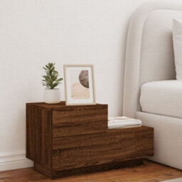 Berkfield Bedside Cabinet With Led Lights Brown Oak 70X36X40.5 Cm - thumbnail 3