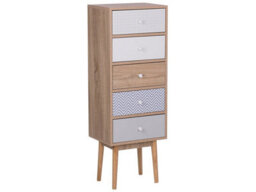Beliani Five Drawer Chest, Light Brown White Grey, W40 X D30 X H112Cm - thumbnail 3