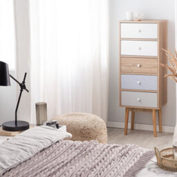 Beliani Five Drawer Chest, Light Brown White Grey, W40 X D30 X H112Cm - thumbnail 2