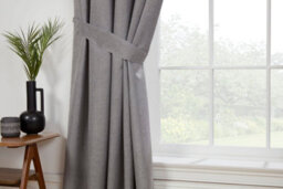 Sundour Eclipse - 100% Blackout Thermal Self-Lined Curtains - Eyelet - 100% Polyester (Pewter, Tie Backs 26''(Pair))