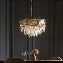 Loops Hanging Ceiling Pendant Light - Warm Brass Plate With Crystal And Clear Glass - 9 X 6W Led E14 - thumbnail 3