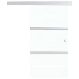 Berkfield Sliding Door Esg Glass And Aluminium 90X205 Cm Silver - thumbnail 4