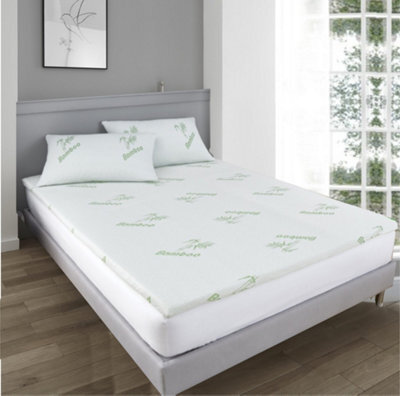 Groundlevel Single Super Soft Bamboo Memory Foam Mattress Topper - Hypoallergenic 2 Inch - image 1
