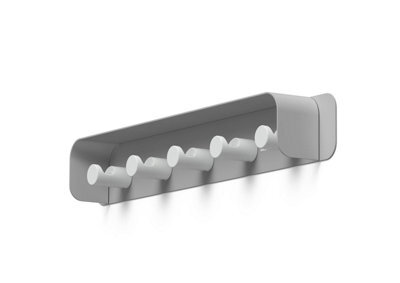 Durable Durastore Aluminium Wall Mounted Coat Rack 5 Hooks With Shelf - Grey - image 1